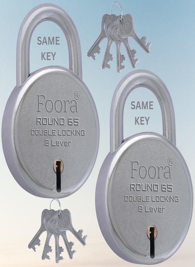 Foora Same Key Lock Set | 2 Heavy Duty Padlocks with 10 Keys | Double Locking 8 Lever Mechanism | Strong Metal Body | Multiple Lock and Key for Home, Door Lock, Gate Lock, and Shutter Security - Image 1